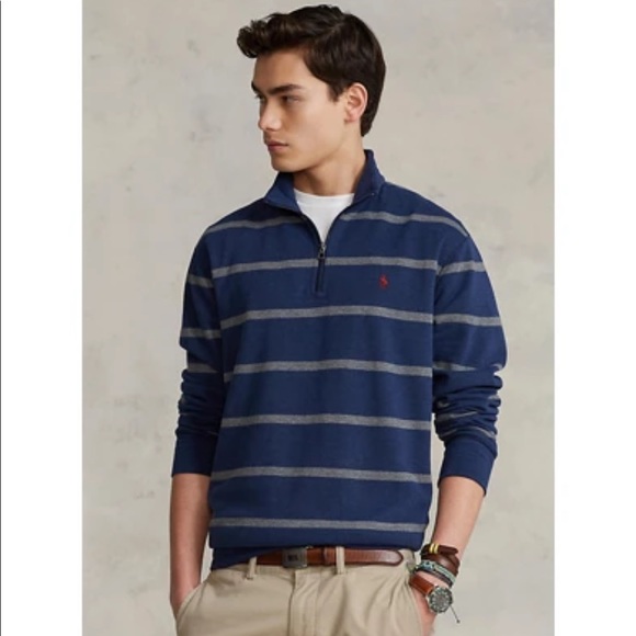 Polo Ralph Lauren Other - NWT Polo Ralph Lauren Luxury Jersey Stripe Quarter-Zip Pullover